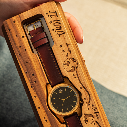 Línea Agavia | 44mm | Caoba | Carátula Ébano
