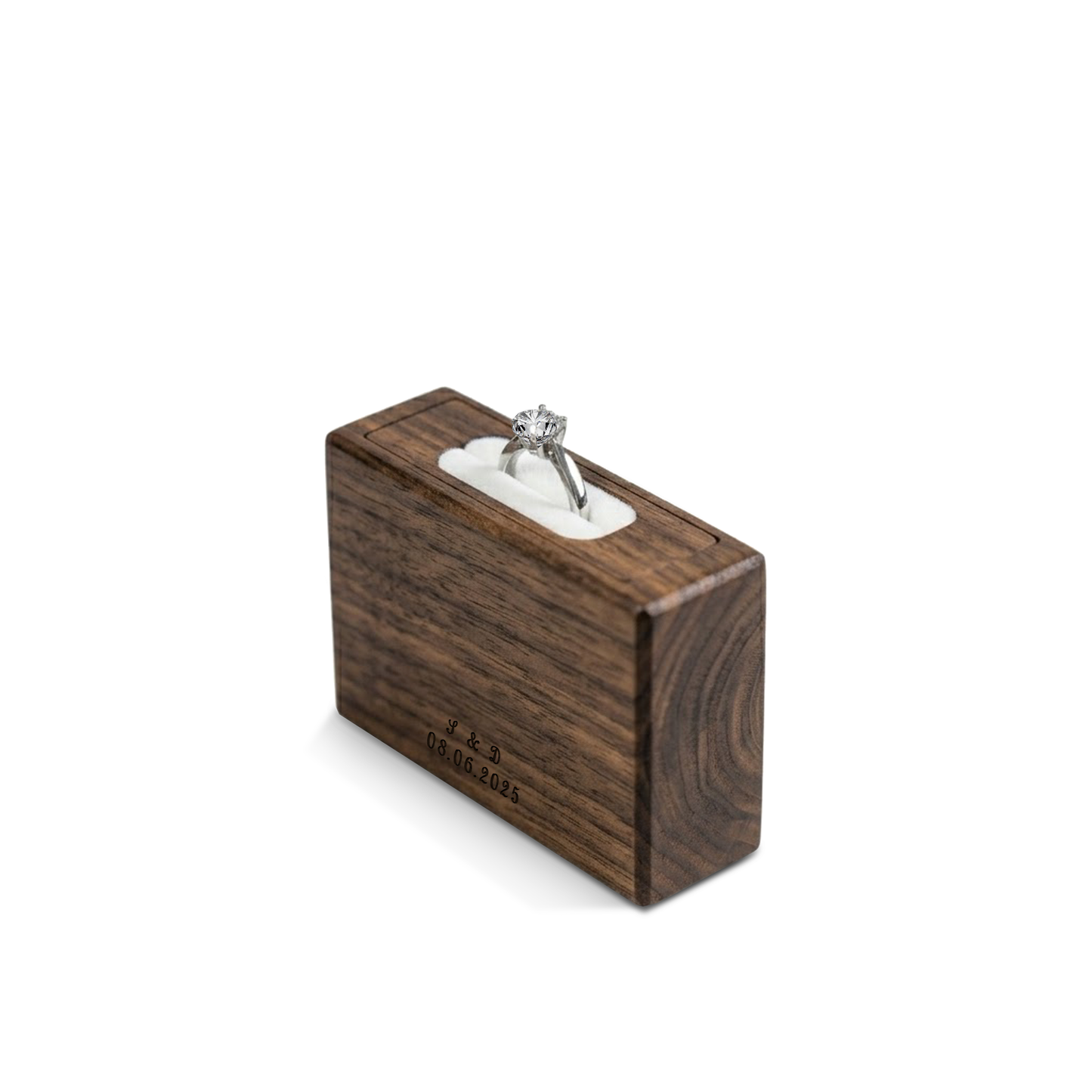 Estuche | Anillo de Compromiso | Nogal