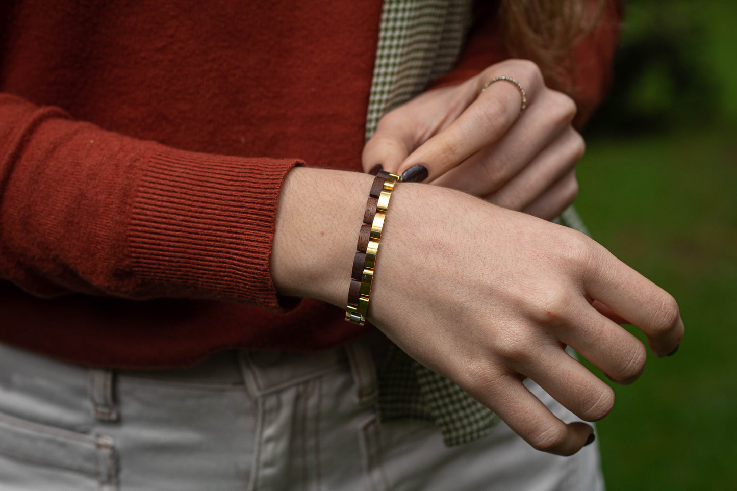 Brazalete Doble | Para ella | Eslabones | Nogal