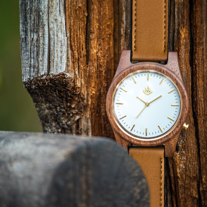 Línea Agavia | 44mm | Nogal | Carátula Blanca
