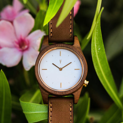 Pareja de Agavus | Línea Agavia | 37mm y 44mm | Nogal | Carátulas Blancas