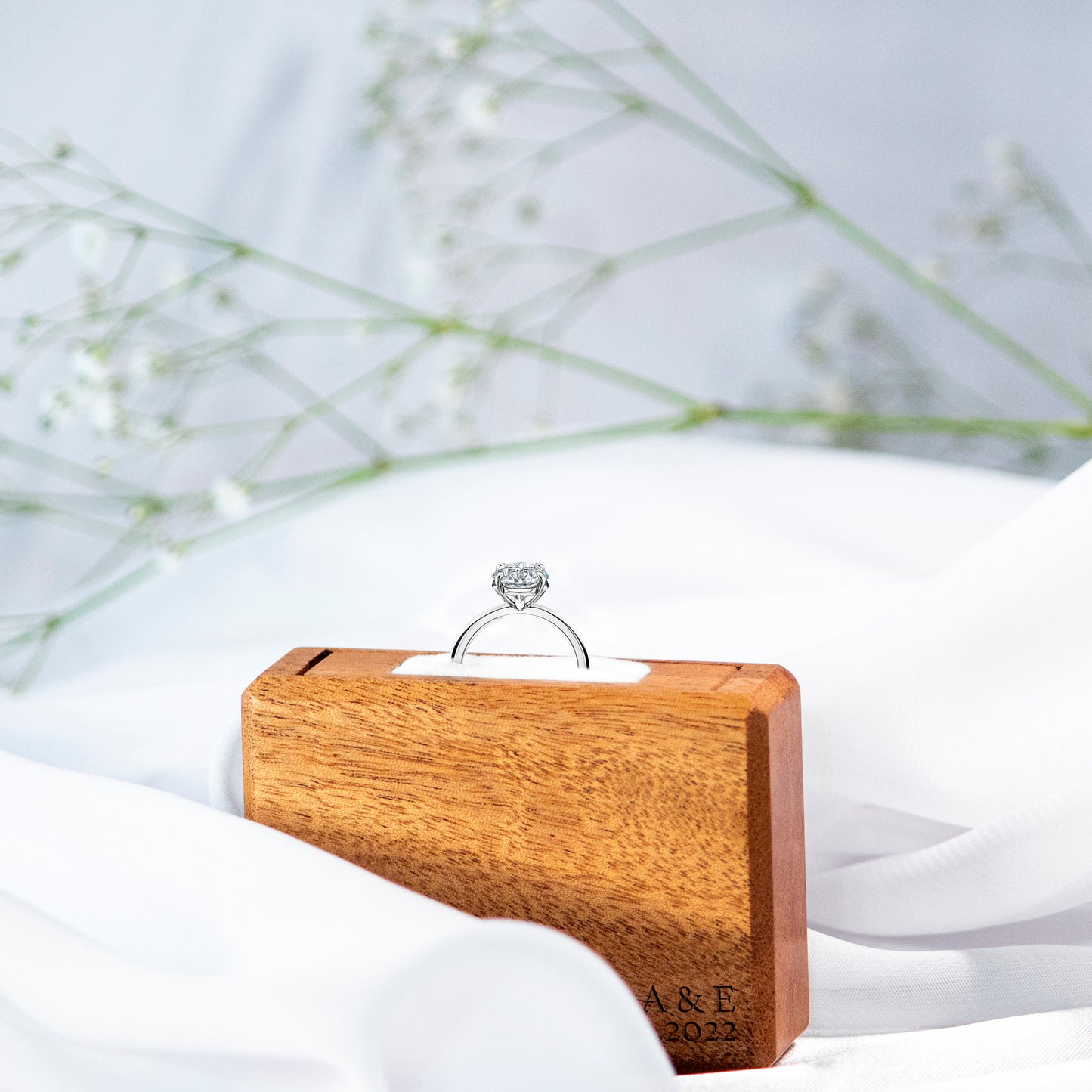 Estuche | Anillo de Compromiso | Caoba
