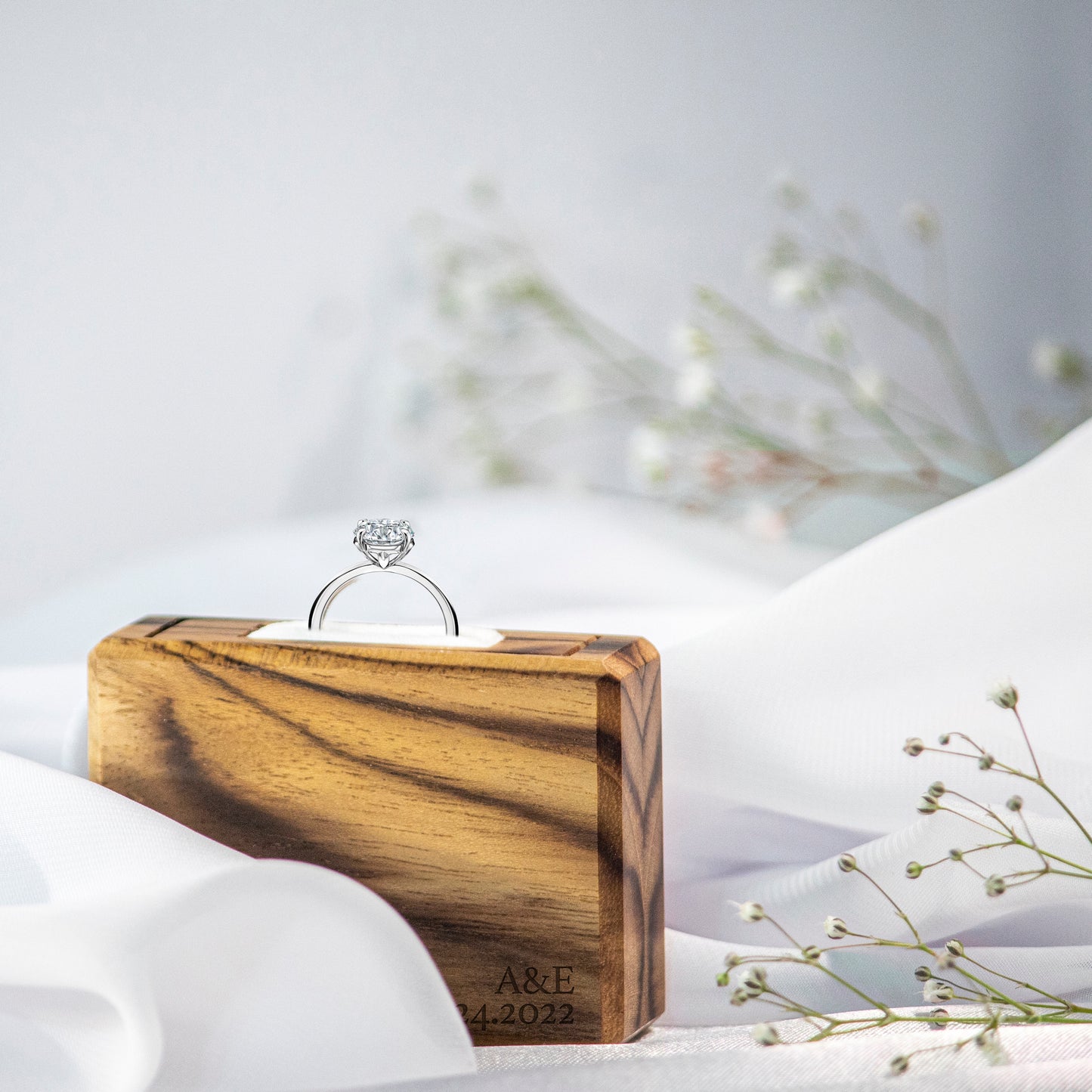 Estuche | Anillo de Compromiso | Teca